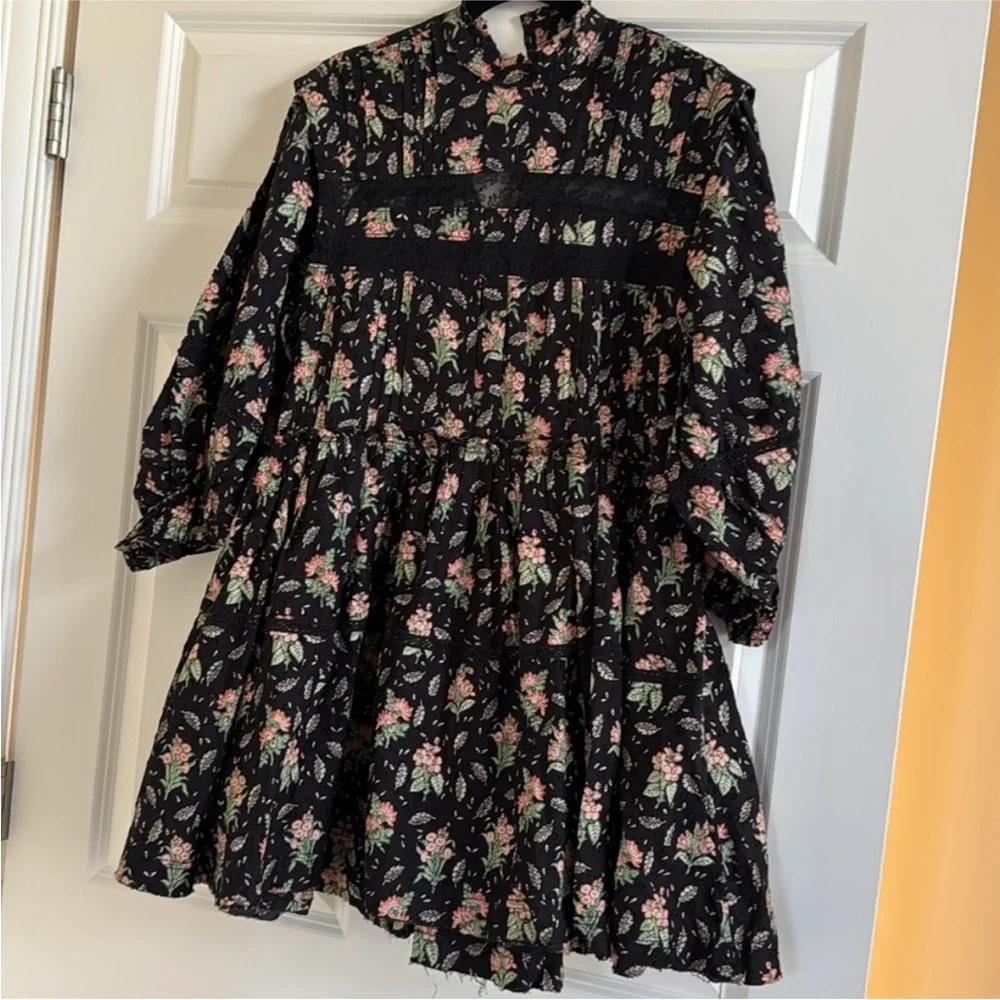 Anthropologie Floral Black Dress